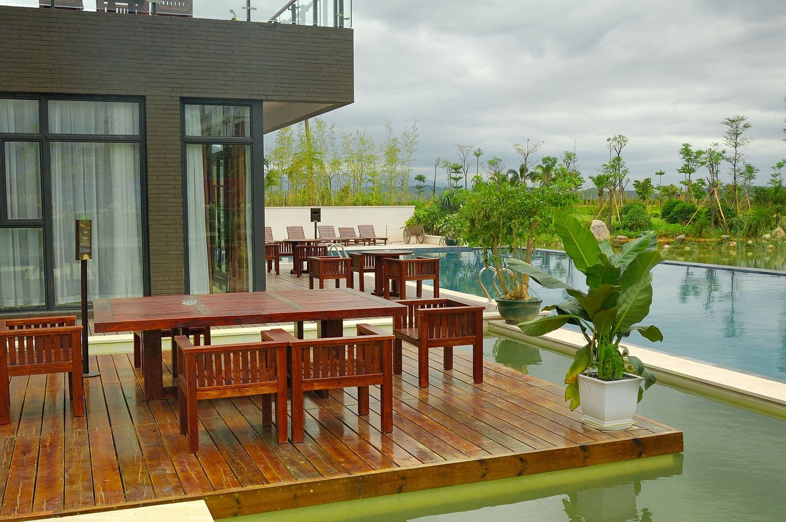house patio wooden table